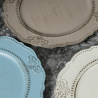 Plastic Amerikaanse retro high-end snackbord, distressed stijl fruit schaal voor bestseller charger plate, serveerschalen voor bedrijven