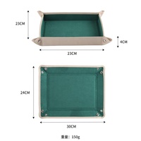 Plateau de valet de bureau rectangle portable multifonctionnel pliable en cuir PU vert personnalisé de qualité supérieure pour montre pièce de monnaie