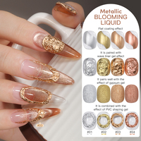 Vernis à ongles gel effet marbre 4 couleurs séchage à l'air naturel, marque privée, 8ml, doré métallique, gel effet aquarelle pour nail art