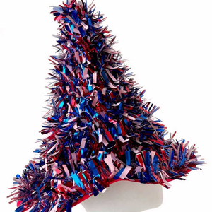 Sombrero de fiesta con forma de árbol de Navidad en colores rojo, azul y plateado, con decoración de estrellas, para disfraz navideño o accesorio para fotos. - Product Image 3