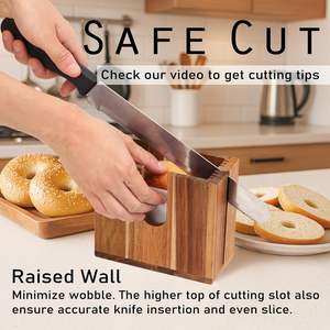 Soporte ajustable para rebanador de bagel de madera de acacia: corta bagels pequeños a grandes, bollos, magdalenas inglesas - Product Image 3