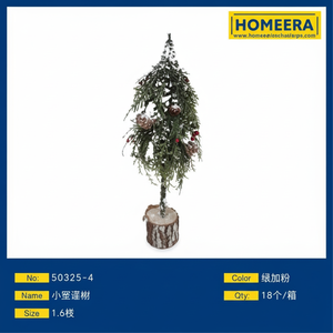 Mini albero di natale con la neve pino rosso bacche su misura 18 pezzi Set Base in legno in piedi in metallo Stand per la casa vacanza arredamento - Product Image 1