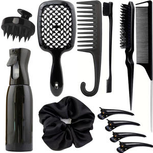 Salone di bellezza Hair Styling Set di <span class=keywords><strong>12</strong></span> pettine per la cura dei capelli del cuoio capelluto massaggiatore districante spazzola per capelli con gli Scrunchies per le donne - Product Image 4