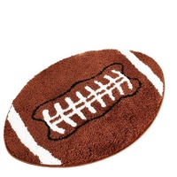Karpet Lantai Bola Rugby Kreatif, Karpet Oval Beludru Nyaman 50x80cm, Lembut Anti-Selip, Dapat Dicuci, Alas Kamar Mandi & Kamar Tidur Anak