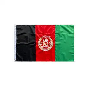 Kualitas tinggi Harga terbaik jahitan ganda 75D poliester 3 * 5FT bendera Afghanistan untuk persediaan