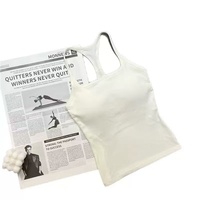 Neue gestreifte, gerippte, wärmeübertragungsbedruckte Sportweste für Damen, ärmellos, mit Brustpolstern, aktivem Stretch und Hohldesign für Yoga