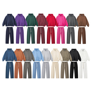 Ensemble unisexe surdimensionné sweat à capuche et pantalon de survêtement en molleton de coton 350 GSM avec poignets côtelés, impression personnalisée multicolore, logo OEM, vente en gros - Product Image 2