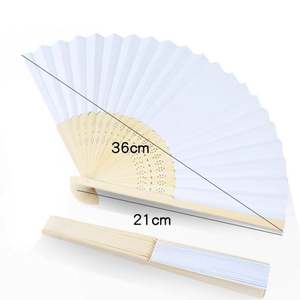 Abanicos de mano plegables de bambú con logotipo personalizado al por mayor, abanicos de papel blancos plegables de madera para bodas - Product Image 2