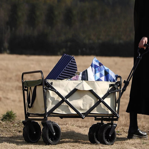 Carro plegable de cuatro ruedas para exteriores para picnic, camping y jardín, uso en la playa, carro de transporte portátil - Product Image 4