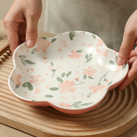 Vente en gros de fleur florale turque céramique poterie grès assiette pour restaurant