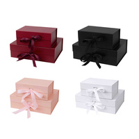 Boîtes Cadeaux Pliables Magnétiques de Luxe Pliables avec Logo Personnalisé Noir Mat Ruban Rigide Arc Éponge Doublure Stratification Magnétique Mat