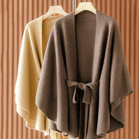 Neue Elegante Damen 100% Reine Kaschmir Strickjacke Hochwertige Pullover-Jacke Einfarbiger Gürtel-Schal Warmer Oberteil-Mantel für Frühling und Herbst
