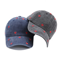 Casquette de baseball vintage délavée et vieillie avec protection solaire, visière incurvée, broderie cœur pour femme, vente en gros
