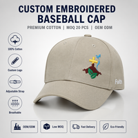 Casquette de baseball structurée à 6 panneaux personnalisée, en sergé de coton kaki, avec broderie multicolore motif colombe croisée, pour événements religieux