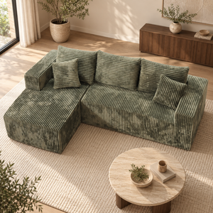 QINUO Modern Three Seat Modular <strong>Compressed</strong> Sponge <strong>Sofa</strong> with Corduroy Fabric Without Skeleton for Living Room - Product Image 5