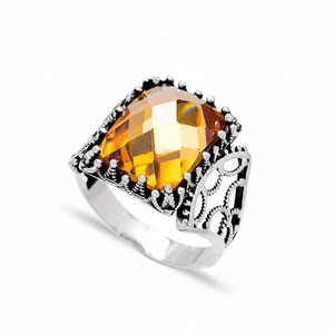 Rectangle Cut Citrine Gemstone Sword Design <b>Men</b> <b>Ring</b> Turkish Wholesale Handmade 925 Sterling Silver <b>Men</b> <b>Ring</b> - Product Image 2