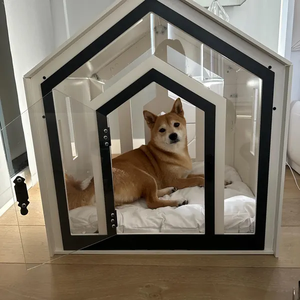 Caseta para Perros de Madera JUNJI con Puerta de Acrílico y Cama - Product Image 2