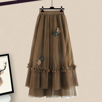 Mode surdimensionné femmes automne ensemble nouveau tempérament Senior tricoté pull maille demi jupe deux pièces ensemble