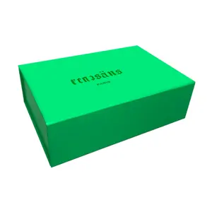 Luxe Salie Groene Geschenkverpakking Papier Doos Custom Karton Beste Welkom Opvouwbare Magnetische Deksel Kleding Schoenen Groene Verpakking Doos