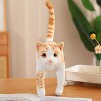 Peluche chat réaliste de 35 cm, en peluche jaune et grise, en gros, jouet en peluche pour animaux de compagnie, chat debout