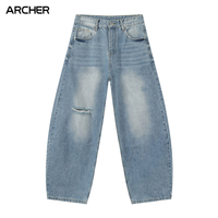Jeans déchirés personnalisés style Hip Hop, décontractés, coupe large, délavés, amples, droits, cargo, pour hommes et femmes
