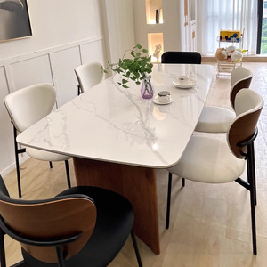 Tavolo da Pranzo Rettangolare <span class=keywords><strong>in</strong></span> Bambù Stile Wabi-Sabi Moderno Francese <span class=keywords><strong>con</strong></span> 4 Sedie per Soggiorno e Piccoli Appartamenti - Product Image 4