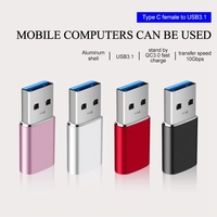 Adaptor OTG USB 3.0, Konverter Konektor Wanita Tipe A Ke Tipe C USB C Pengisian Daya Standar