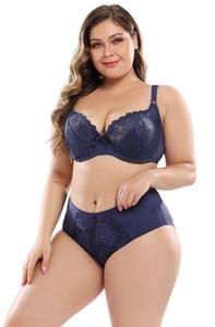 Ensemble <span class=keywords><strong>soutien</strong></span>-<span class=keywords><strong>gorge</strong></span> et culotte grande taille pour femmes rondes, respirant, grand et fin, en dentelle, 2 pièces, push-up, épaules fixes avec armatures - Product Image 4
