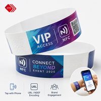 Bracelet NFC RFID personnalisé 13,56 MHz NTAG213, bracelet en papier imperméable avec impression de logo pour système de billetterie de festival de musique