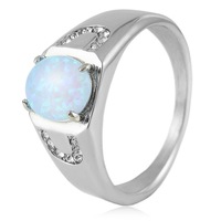Anillo de Boda Unisex de Acero Inoxidable con Ópalo y Engaste Geométrico de Yunnique FY21041, Joyería de Moda para Regalo