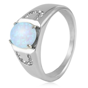 yunnique <b>Titanium</b> Steel Opal <b>Ring</b> Prong Setting Unisex Wedding <b>Ring</b> Gift Fashion Jewelry - Product Image 1
