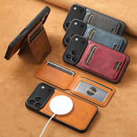 Coque de téléphone SUTENI pour iPhone 18 Pro Max avec chargement sans fil, support magnétique pour cartes, cadre photo, en similicuir, compatible 17 16Plus 15 14 13
