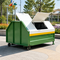 Conteneur à déchets métallique de grande taille avec roues, bac à déchets industriel pour usage usine, municipal et commercial