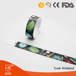 צמיד נייר טייבק חד פעמי דביק בצבעים חמים, צמיד יד מותאם אישית לאירועים, צמיד VIP חד פעמי עם לוגו מותאם אישית - Product Image 3