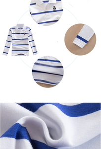 T-shirts en coton à manches longues pour enfants, printemps-automne, tailles variées, col polo avec rayures décontractées - Product Image 2