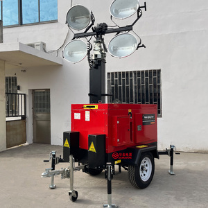 Torre de Iluminación de Emergencia Remolcable, Lámparas de Haluro Metálico, Elevación Manual 7m 9m, Iluminación Móvil - Product Image 2