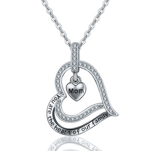 Madre regalo clásico de joyería de plata de ley 925 de moda de la familia mamá colgante collar - Product Image 1