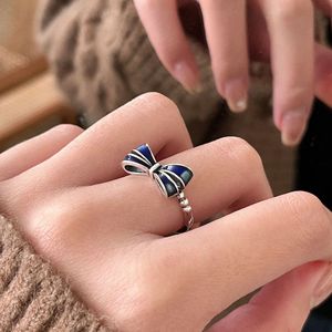 Yinruitai S925 Sterling Silver Enamel Bow <b>Ring</b> For Women Index Finger Jewelry Gift - Product Image 1