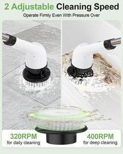 Electric Spin <strong>Scrubber</strong>, Quiet Cordless Shower <strong>Scrubber</strong>, 8 Replaceable Heads, Adjustable Extendable Pole - Product Image 3