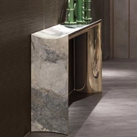 Meuble console minimaliste et moderne en acier inoxydable, placage de marbre haut de gamme, meuble d'angle pour salon, ensemble de meubles pour la maison