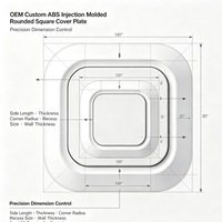 Plaque de couverture carrée arrondie en ABS blanc moulé par injection avec panneau central encastré pour l'assemblage d'enclos intelligents