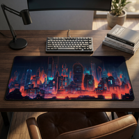 Grand tapis de souris gaming Cyberpunk City, tapis de bureau étendu, écologique, imperméable, base en caoutchouc antidérapante, durable, en stock