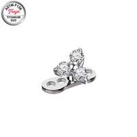 Piercings Corporales de Acero Inoxidable Freya 14G con Adorno de Flor de Zirconia, Microdermales Delicados con Cristal, Joyería Corporal de Cristal