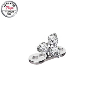 Piercings Corporales de Acero Inoxidable Freya 14G con Adorno de Flor de Zirconia, Microdermales Delicados con Cristal, Joyería Corporal de Cristal - Product Image 6