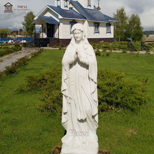 Grande statue de la Vierge Marie en marbre <span class=keywords><strong>blanc</strong></span> pour l'extérieur, sculptée à la main en <span class=keywords><strong>pierre</strong></span> naturelle, sculpture religieuse pour église, jardin, cimetière - Product Image 3