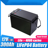 Batería de Almacenamiento Lifepo4 de 12V 300Ah con Pantalla LCD Integrada para Equipos de Energía Solar Residencial, RV, Marino y Yate
