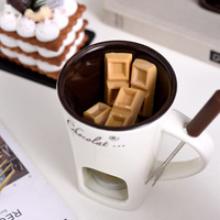 Pot à fondue au chocolat DIY avec chauffe-bougie, bol en céramique pour fondue au fromage, soupe, dessert individuel, vente en gros pour fêtes.