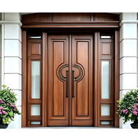 Porte d'entrée en bois massif Teck et Chêne Sunnysky, double battant, designs classiques pour la maison, portes intérieures en bois pour habitation