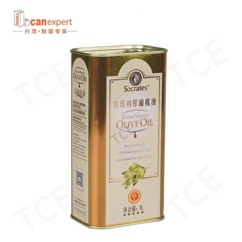 Olio d'oliva commestibile all'ingrosso barattolo di latta di carta alu foil per cucinare metallo quadrato rettangolo imballaggio diluente grande unico riciclato