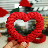 Amour forme saint valentin coton jouets noël rouge en forme de coeur noeud corde chien jouet à mâcher